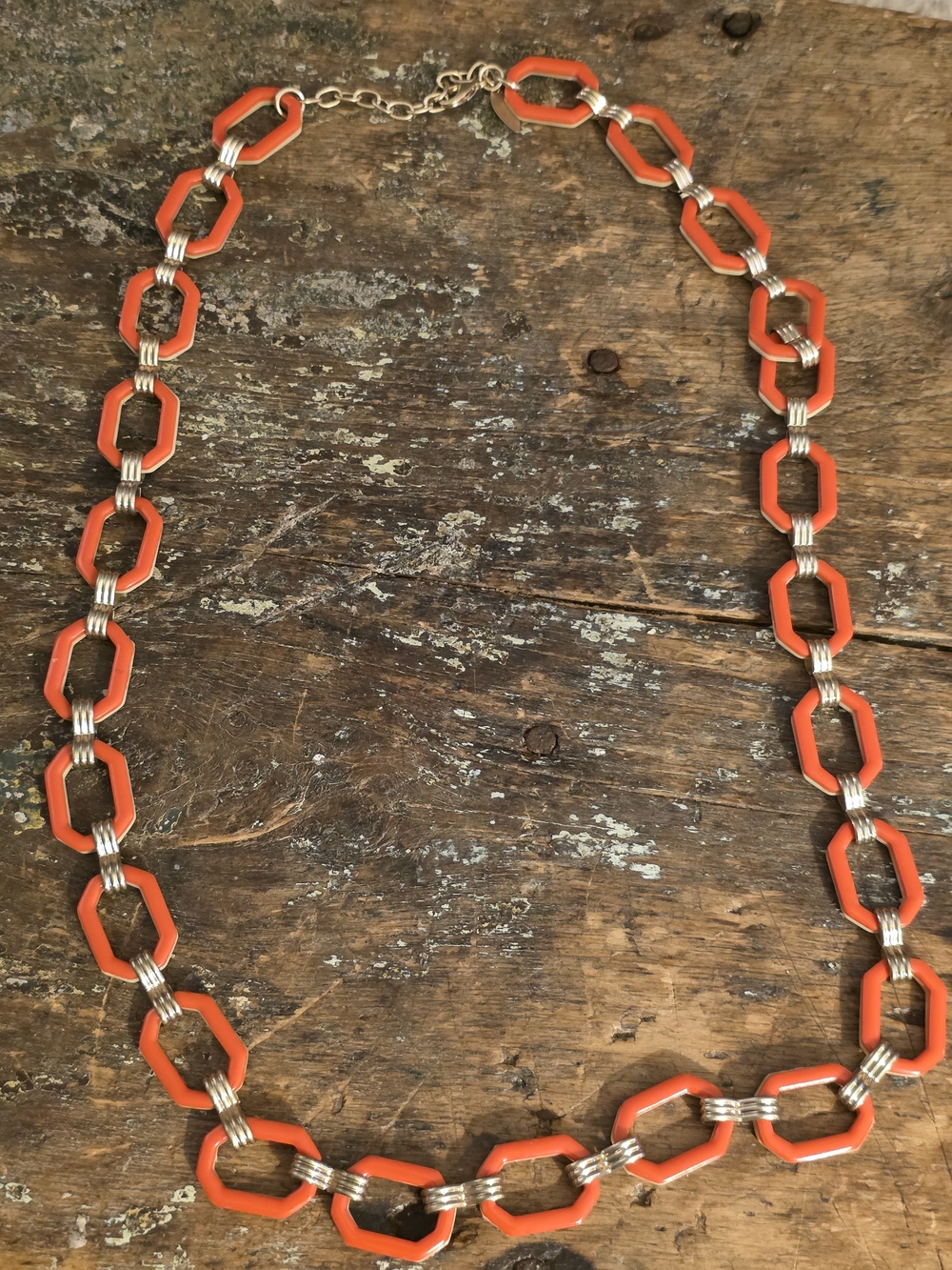 Coldwater Creek Orange Octagon Link Necklace